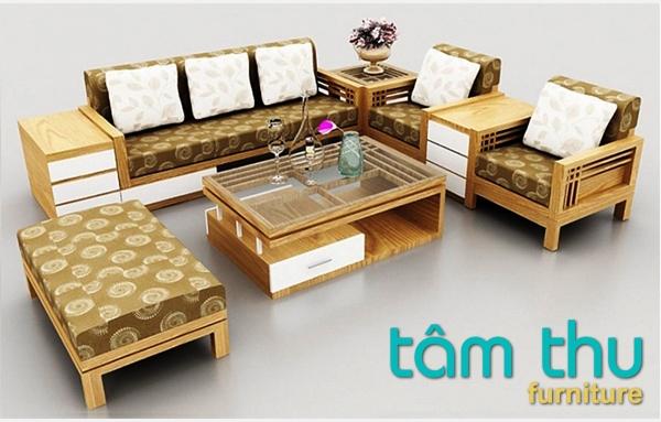 sofa gỗ góc tiết kiệm diện tích