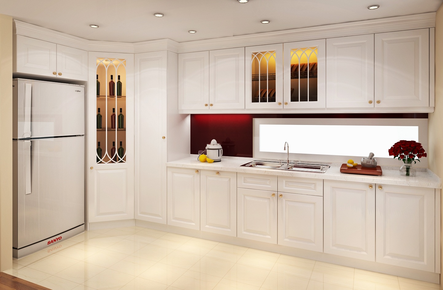 Mẫu tủ bếp gỗ âm tường