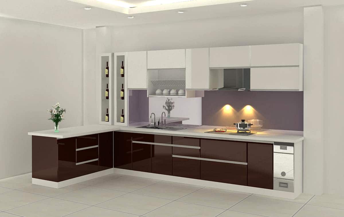 Thiết kế tủ bếp gỗ hình chữ I