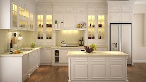 Thiết kế tủ bếp gỗ trắng đơn giản