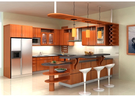 Đèn treo được trang trí tại quầy bar