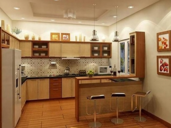 Tủ bếp gỗ đơn giản thông dụng